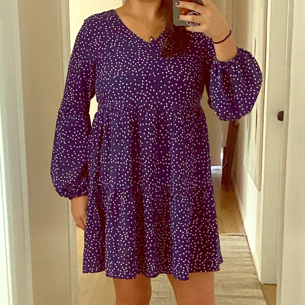 Polka Dot Baby Doll Long Sleeve Dakron Dress